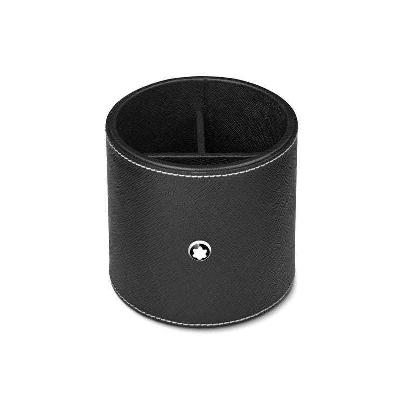 Stiftehalter rund Leder Saffiano-Prägung schwarz