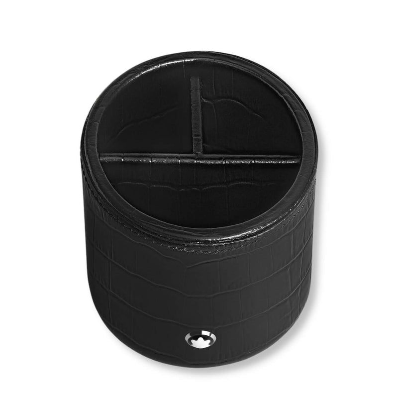 Stiftehalter rund Leder Krokoprägung Schwarz