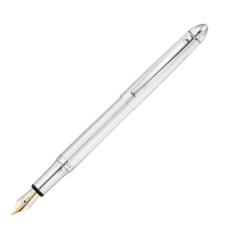 POCKET Füllfederhalter Linien-Design silber Goldfeder