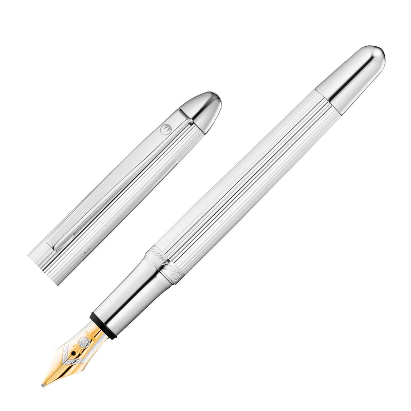 POCKET Füllfederhalter Linien-Design silber Goldfeder