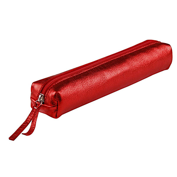 Leder-Mäppchen MIMI mit Reißverschluss metallic rot