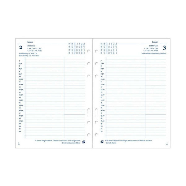 2026 Executive/A5 Kalendereinlage 1 Tag/1 Seite Weiß Deutsch