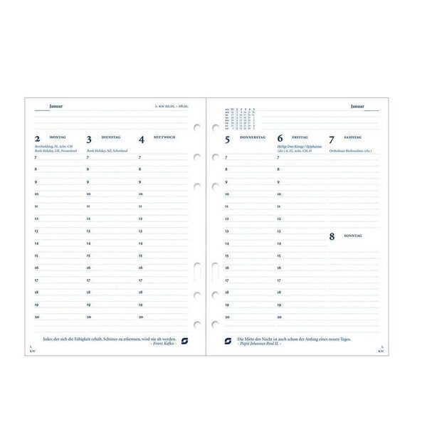 2026 Executive/A5 Organizer Jahresbox 1 Woche/2 Seiten Weiß Deutsch