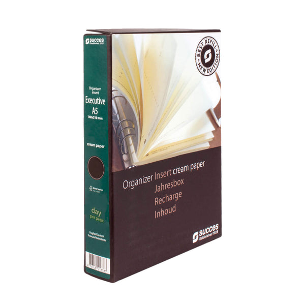 2026 Executive/A5 Organizer Jahresbox 1 Woche/2 Seiten Creme Mehrsprachig