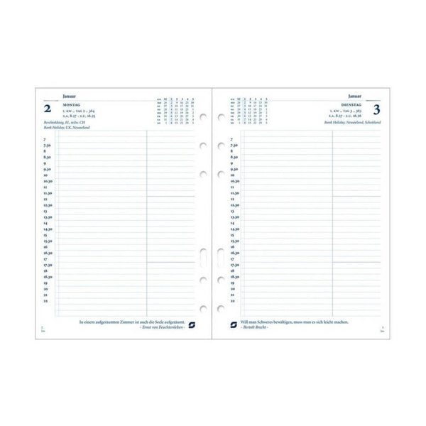 2026 Executive/A5 Organizer Jahresbox 1 Tag/1 Seite Weiß Deutsch