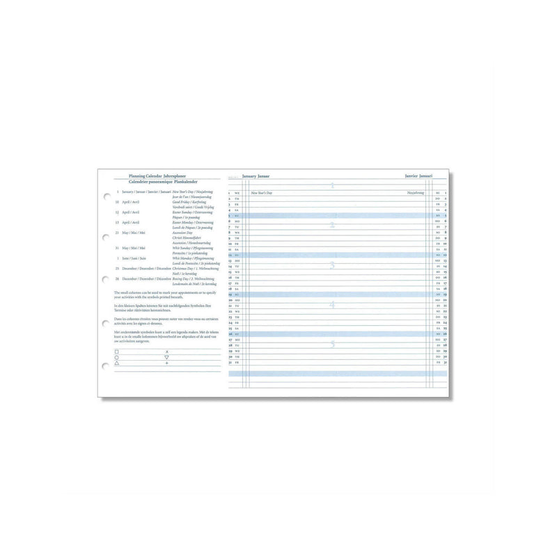 2027 Mini Kalendereinlage Jahresplaner Weiß