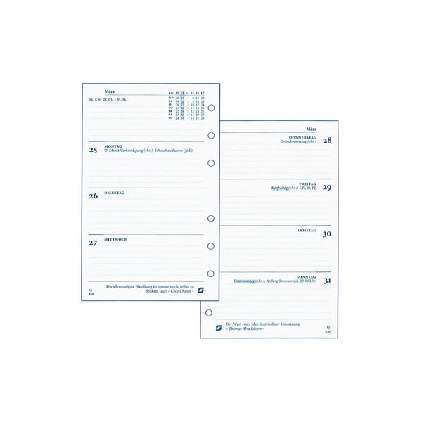 2026 Senior Kalendereinlage 1 Woche/2 Seiten Weiß Deutsch