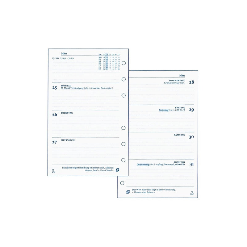 2026 Senior Kalendereinlage 1 Woche/2 Seiten Weiß Deutsch