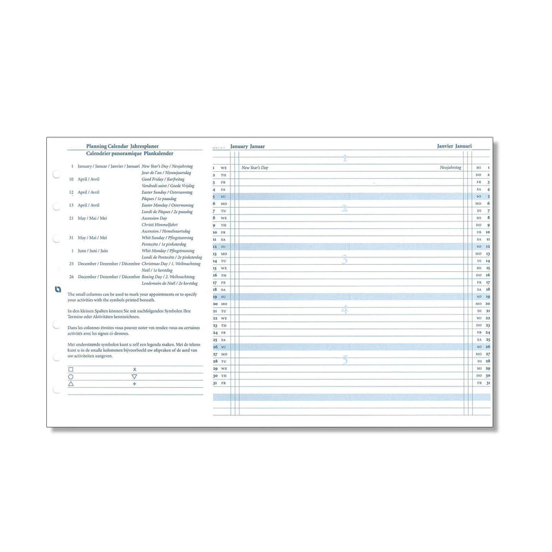 2027 Standard Kalendereinlage Jahresplaner Weiß